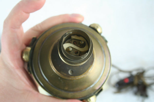 Antique french 1930 Empire style Caryatid winged lady lamp brass