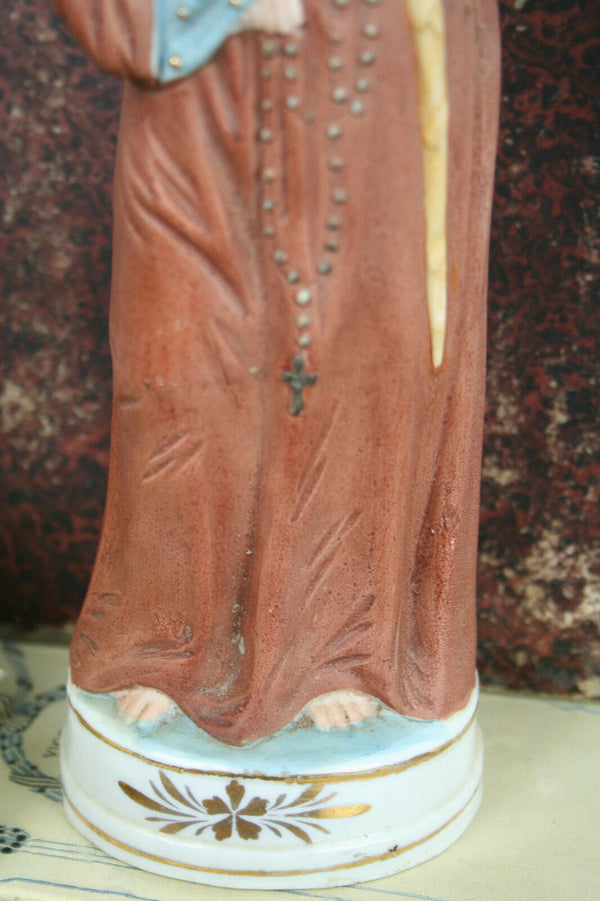Antique french Porcelain Holy saint Anthony  statue Religious figurine