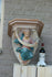 Huge Religious Church antique Plaster polychrome wall console angel