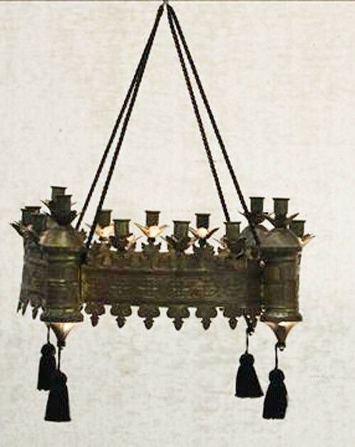 RARE Antique 1900 Monastery Church candle Holder gothic Chandelier religious n2