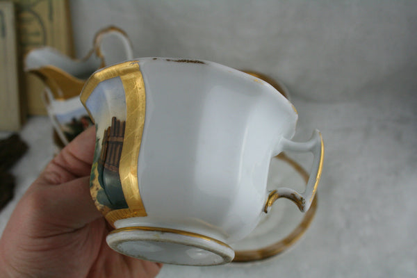 1880 Antique French paris porcelain tea coffee set hand paint