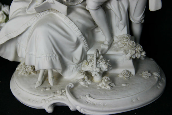 Large German antique UNTERWEISSBACH marked Bisque porcelain white group