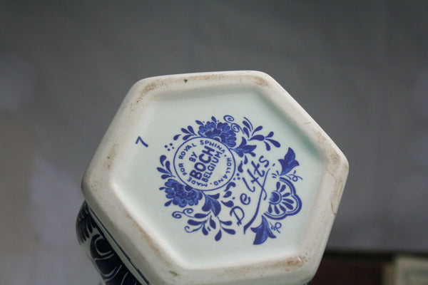 SET Blue - white pottery Delft Mills Landscape Vases set marked made by BOCH