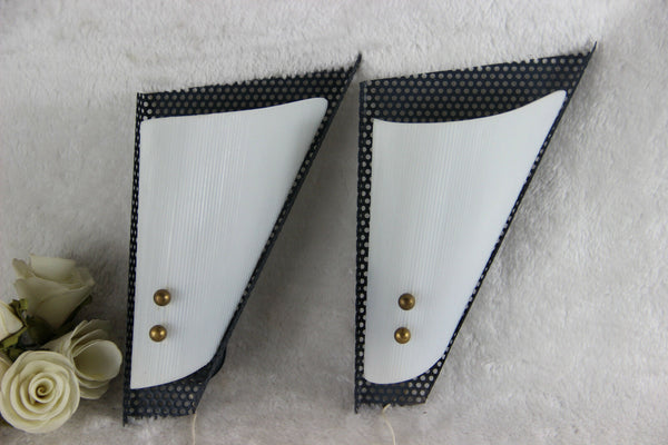 PAIR Vintage Metal perforated attr. MATEGOT Wall lights sconces