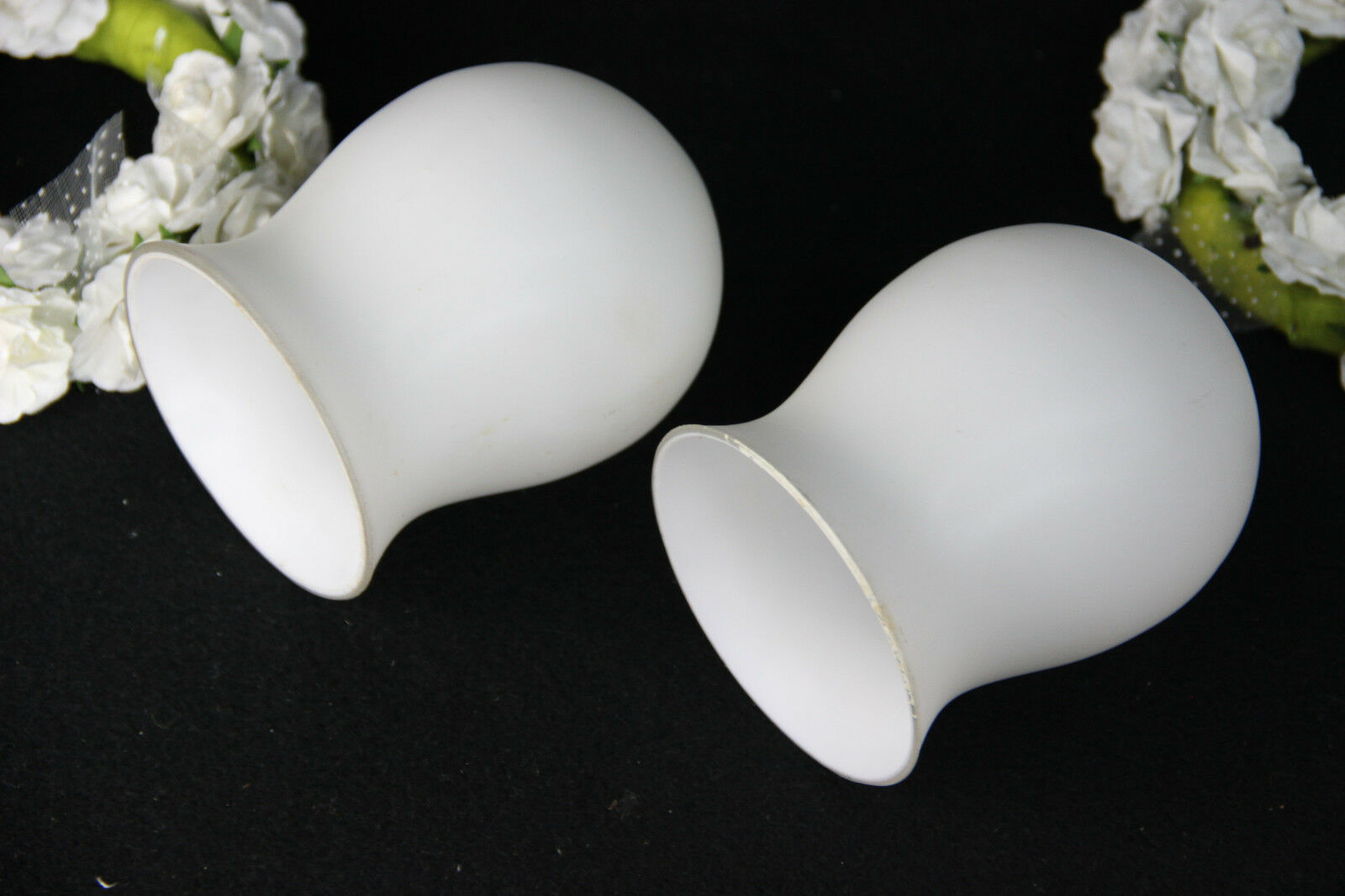 PAIR Opaline glass shades for maison jansen Lunel wall sconces lights
