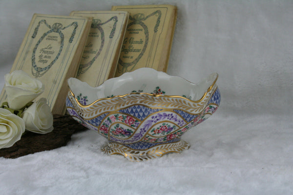 French Porcelain de paris Floral porcelain center piece bowl 1950 samson