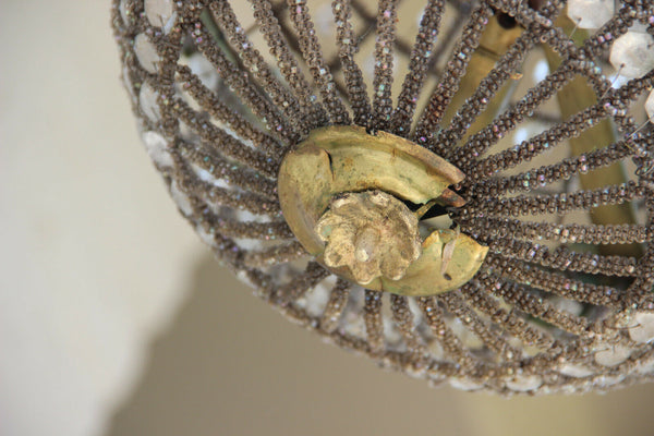 French vintage basket empire caryatid head portrait chandelier lamp n2 1970