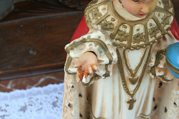 Beautiful large Antique French Plaster JESUS OF PRAGUE Figurine statue