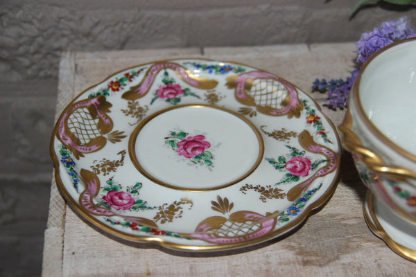 French vintage Pillivuyt Porcelain Centerpiece bonbonniere box bowl on plate