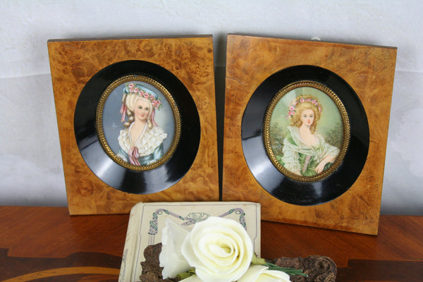 PAIR Miniature portraits Napoleon II Victorian high society woman painting