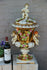 XXL Italian capodimonte porcelain vase Putti angels majolica floral decor lidded