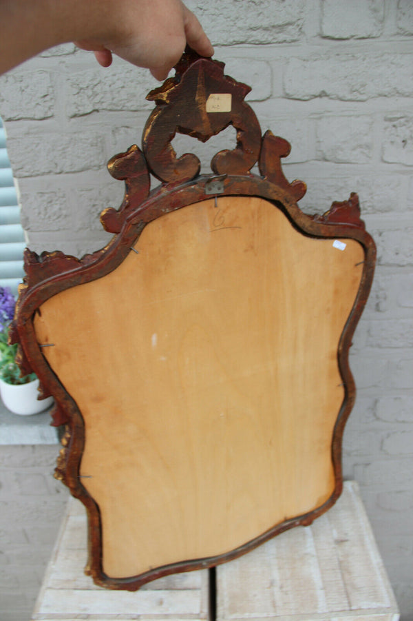 Hollywood Regency Italian mid century Wood carved gold gilt mirror Louis XVI 60s