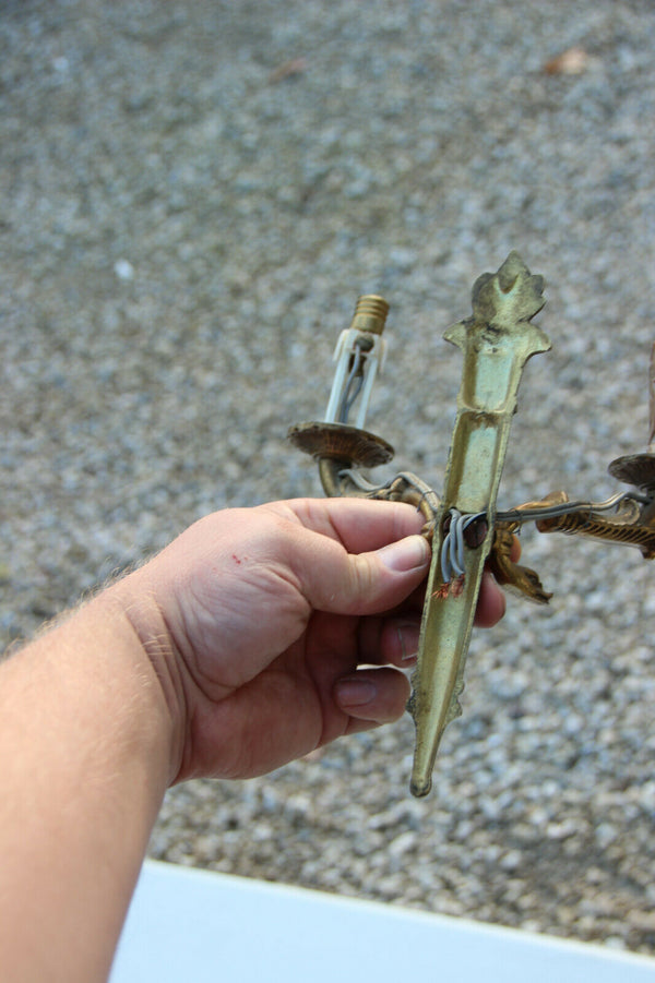 Set of 3 French antique empire Swan Flame Wall lights sconces