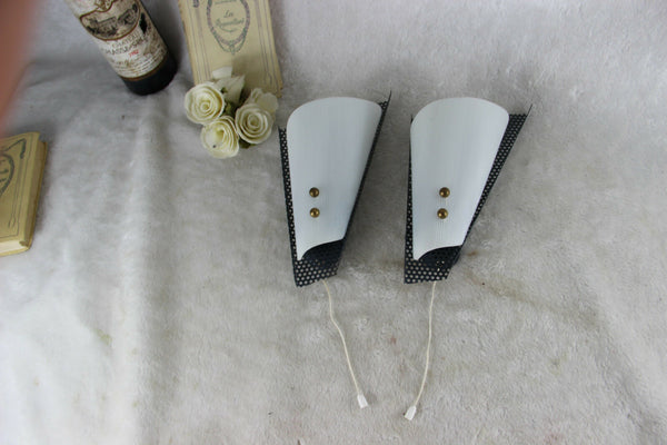 PAIR Vintage Metal perforated attr. MATEGOT Wall lights sconces
