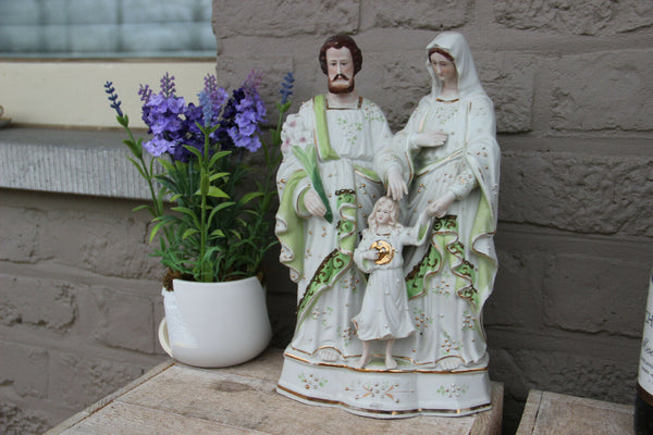 Antique  French Religious porcelain holy family group statue