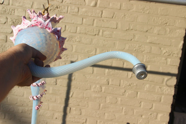 Pink Murano hand blown glass 6 arms Venetian Chandelier lamp mid century 1970