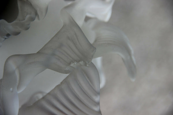 Antique French brass Gothic Dragon eagle heads tulip glass heads