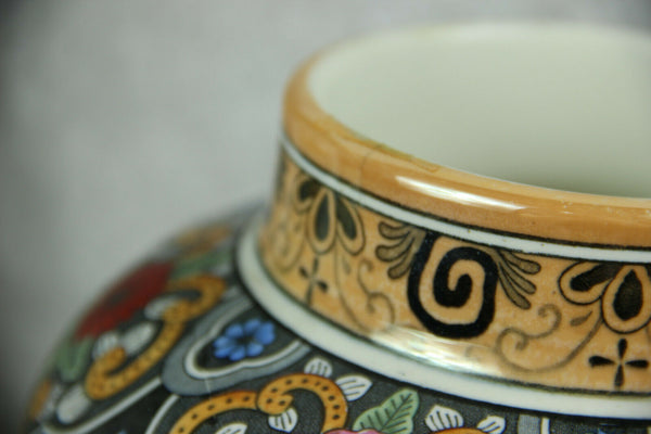 Petrus Regout Maastrich delft polychrome floral pottery Vases Set