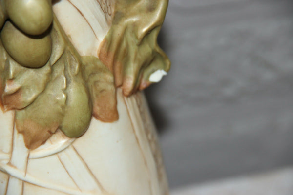 PAIR Art nouveau Royal dux bohemia porcelain enamel fruit vases marked