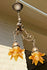 French Bronze putti angel pendant chandelier 2 arms amber glass tulip shades