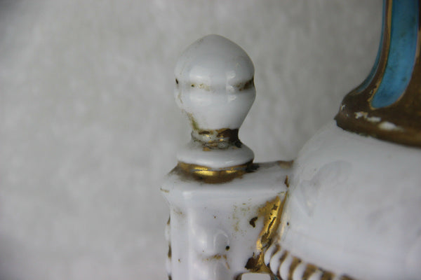 Large French porcelain Vase Louis XVI Brass base romantic scene floral Rare