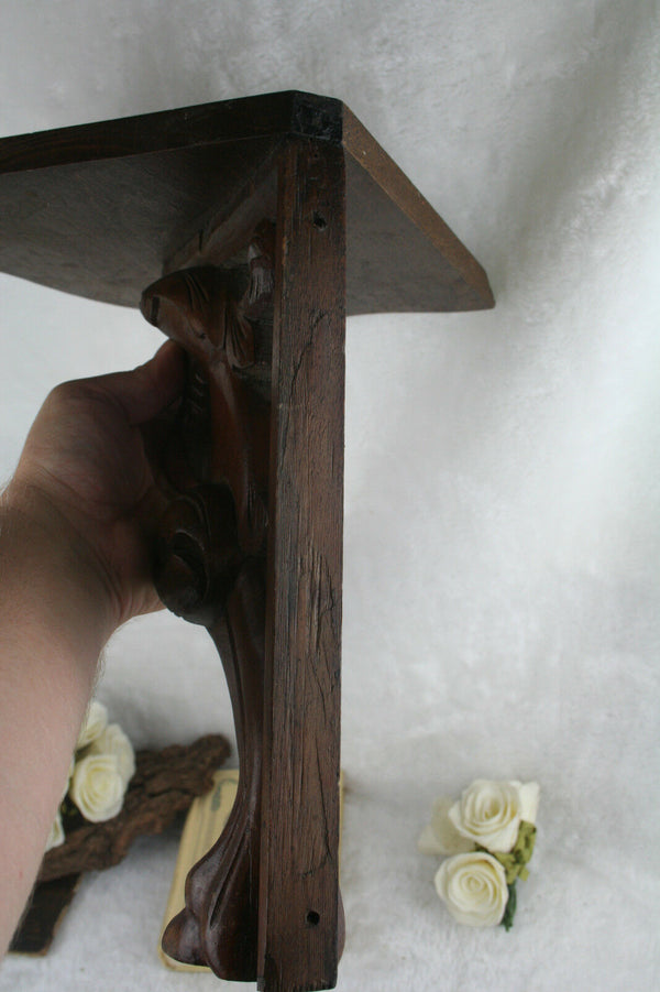 Antique Wood carved wall console neo gothic dragon / lion rare unusual