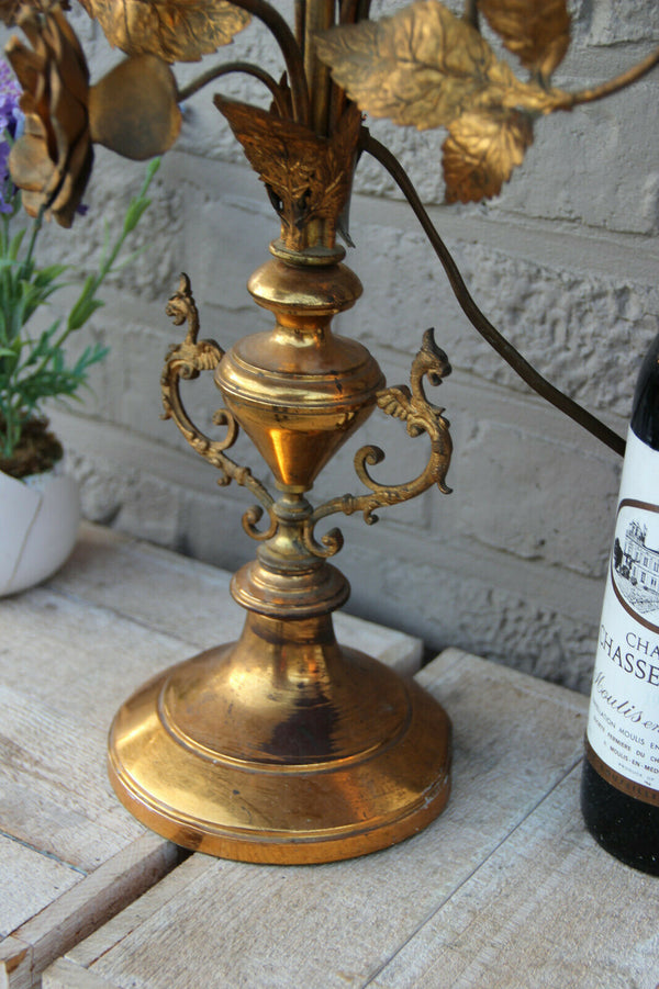 Rare XXL Antique church Altar candelabra Lamp Dragon figurines glass grapes