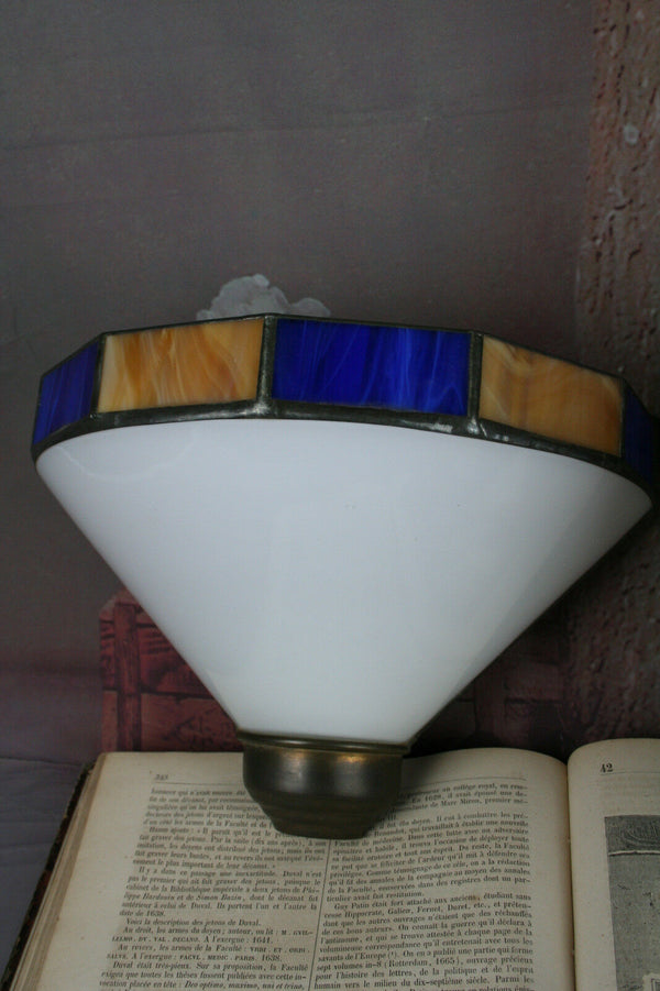 Set of 3 Art deco 1970's Metal plexiglass Coloured Sconces wall lights French