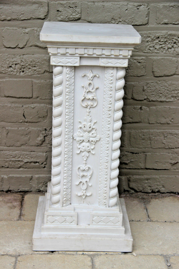 Heavy 25 kg Carved Bisque pedestal for clock statue barley twist columns