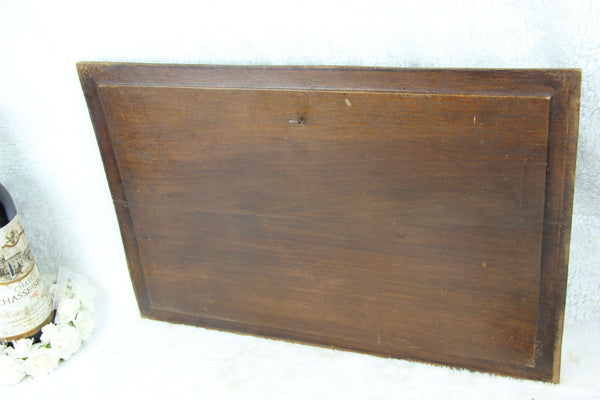 Antique french wood carved putti angels music figurines wall panel plaque