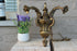 Antique Bronze 3 arm Satyr heads gothic castle chandelier 19th century