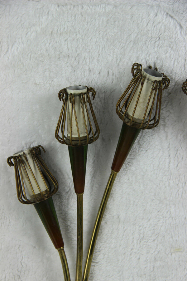 PAIR Maison LUNEL  wall lights sconces brass 1950 fifties mid century