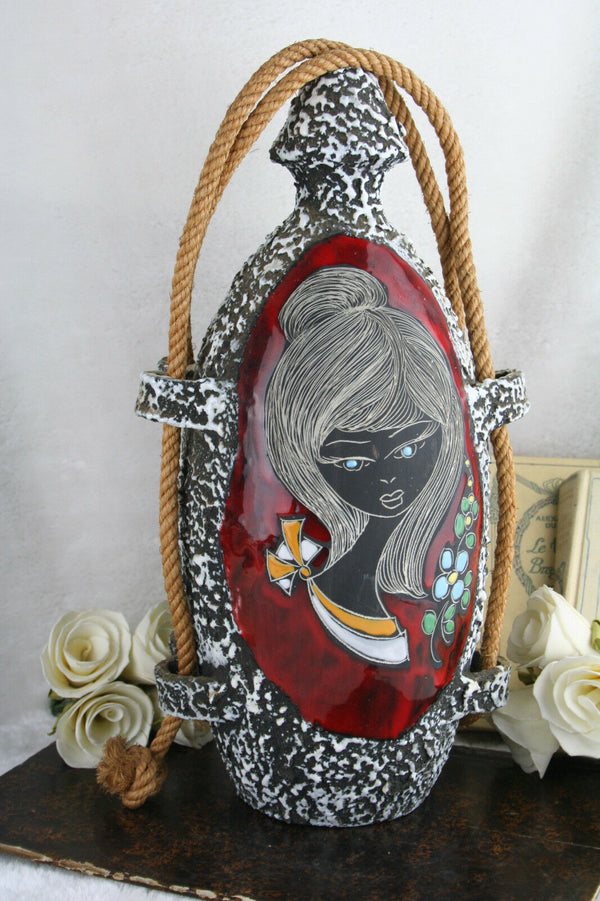 Retro fifties mid century San marino pottery Vase Lady rope vase rare
