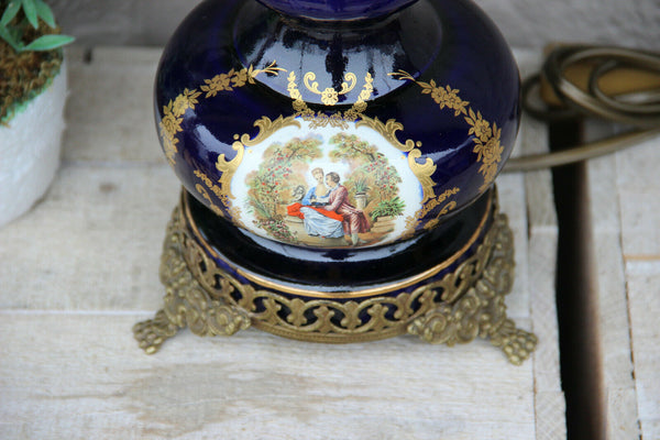 vintage French Limoges porcelain table lamp victorian romantic lion paws