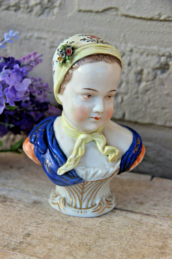 PAIR antique dresden carl thieme porcelain bust bourbon children