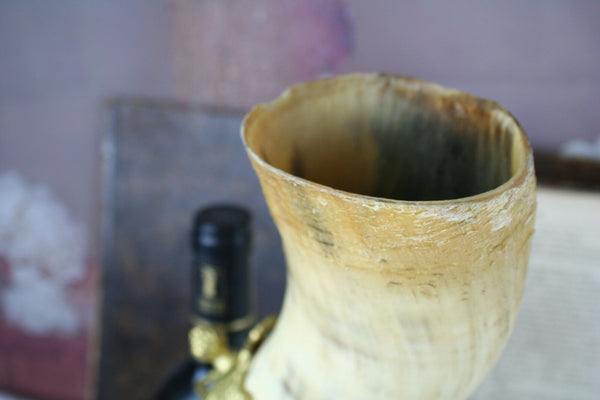 gorgeous french antique pair cornucopia horns figurines 1900 brass