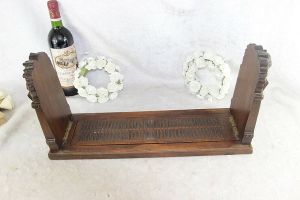 French Medieval knight armor shield wood carved book ends 1950