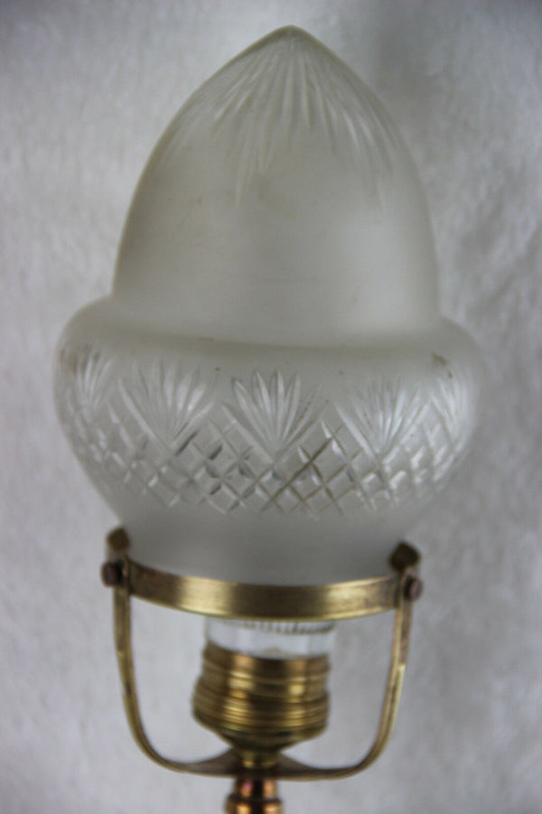 Stunning French antique copper Gothic dragon TAble desk lamp Acorn shade 1950