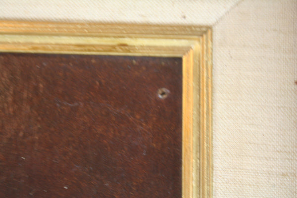 Dutch 60's  Oil on cardboard painting dog still life signed