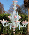 Pink Murano hand blown glass 6 arms Venetian Chandelier lamp mid century 1970