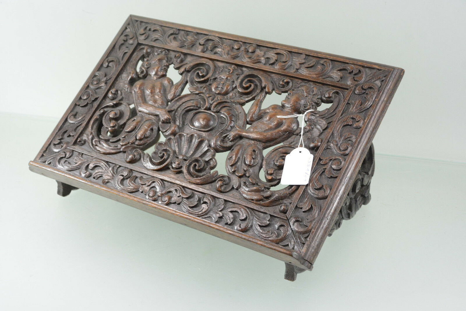 Rare Antique French Wood carved putti bible stand lectern religious church XIX