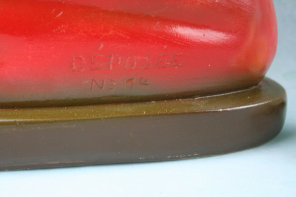 Antique plaster chalkware sacred heart Jesus christ Buste signed 1920's