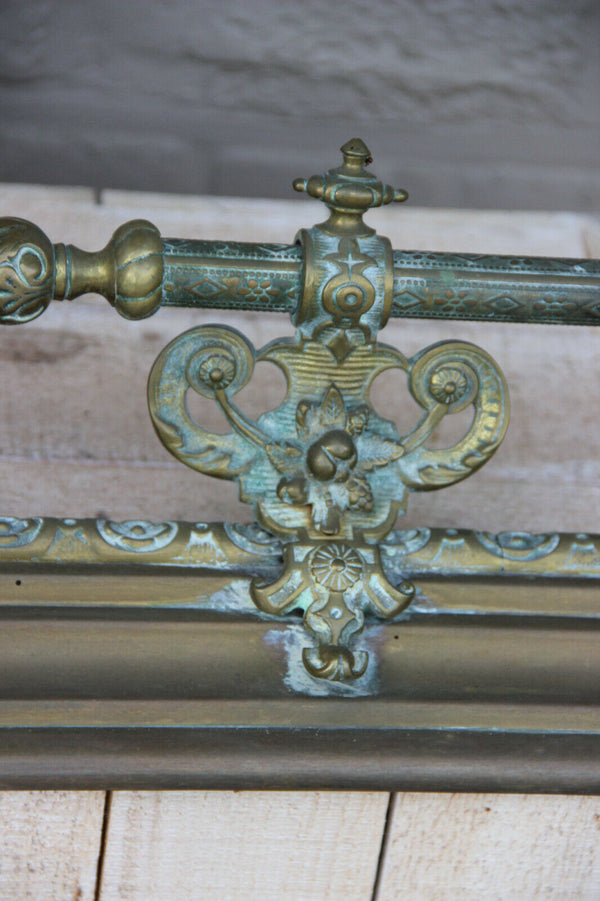 Antique bronze fireplace screen holder base