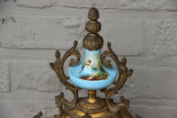 Antique French Sevres porcelain plaques Spelter clock