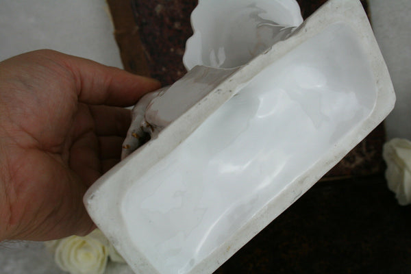 French antique old paris porcelain figurine / vase with hunting dog hunter 1930