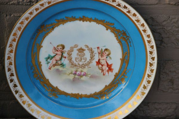 Antique SEVRES chateau tuileries marked Putti angel monogram  porcelain plate