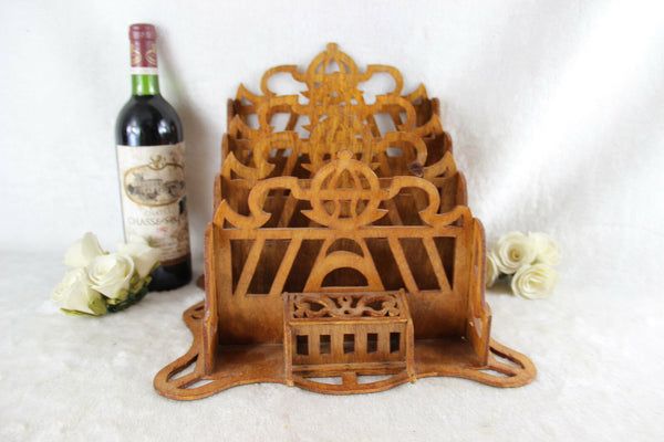 Gorgeous art nouveau design vintage French Wood cut Letter desk holder