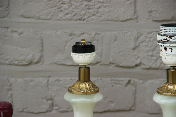 PAIR French vintage onyx marble table lamps 1960