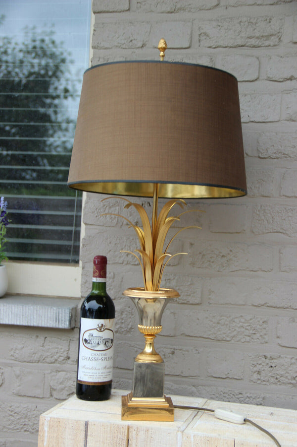 Mid century Hollywood regency Maison jansen leaves table lamp metal gold gilt