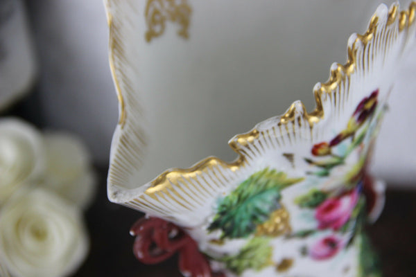 PAIR French vieux paris porcelain Vases Grape clusters floral decor 1920